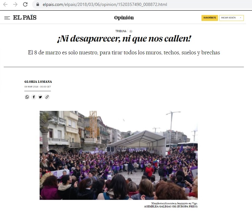 NI DESAPARECER NI QUE NOS CALLEN - GLORIA LOMANA - EL PAÍS