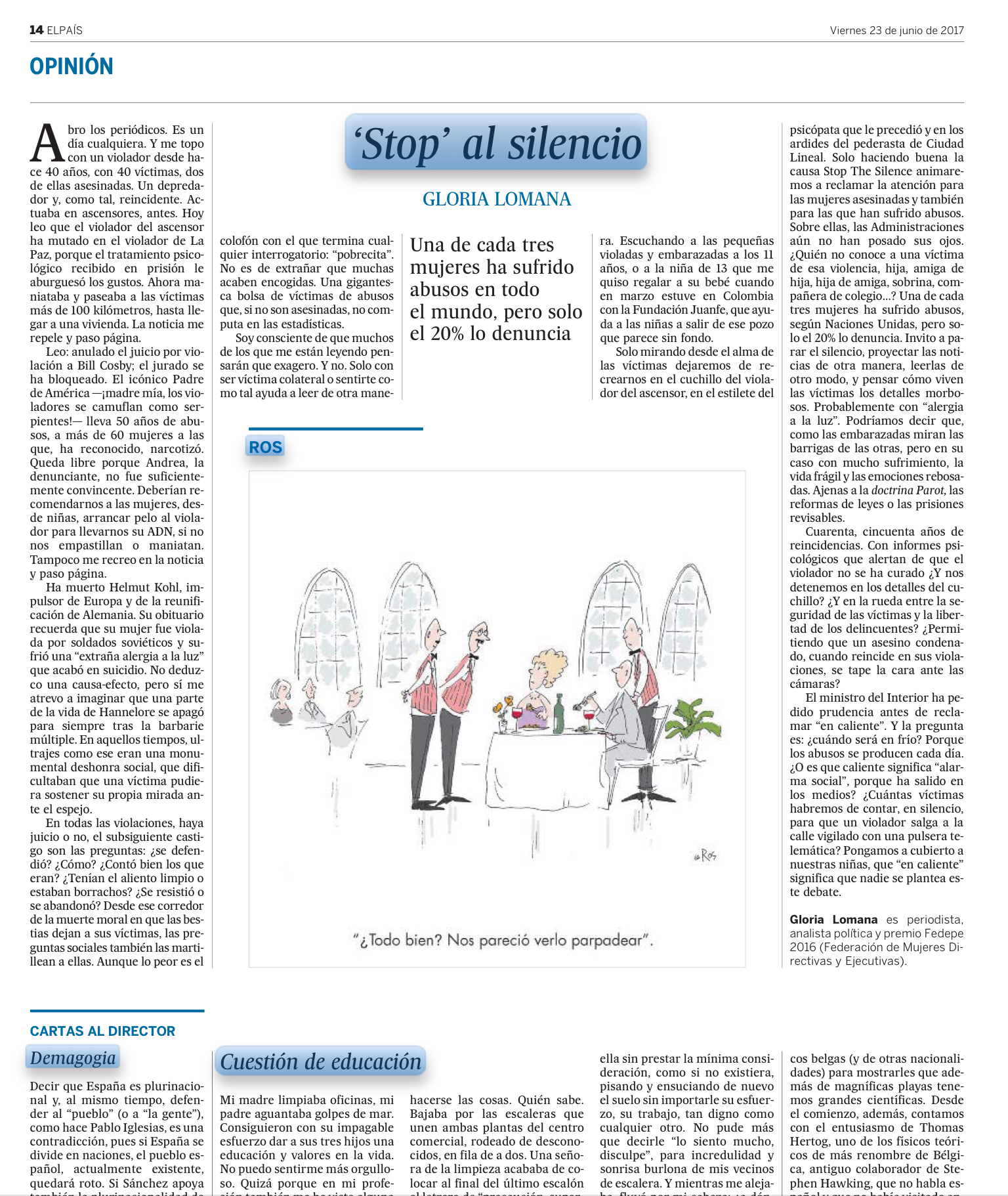 El País Stop al Silencio Gloria Lomana